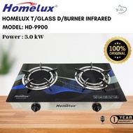 YU Ready Stock Homelux Infrared Tempered Glass Gas Stove / Dapur Gas kaca