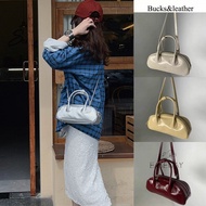 2026 Korean Bucks Baguette Bag Bucks & Leather Baguette Bag Korean Niche Shiny Glossy Pleated Baguet