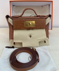 新Hermes愛馬仕金棕金扣evercolor皮拼霧面鰐魚mini 2424touch，2424mini Z刻大全套閒置