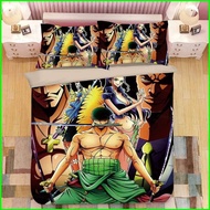 YB 3IN1 ONE PIECE Bedsheet Set Single/Double Queen Size Bedsheet Zoro Luffy Ace Sanji Shanks Bedroom Comfortable Pillow