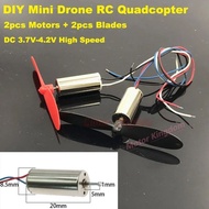 2pcs DC 3V 3.7V 4.2V 50000RPM Mini 8.5mm*20mm High Speed Mini Coreless Motor Micro Aircraft Model He