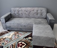 High Quality Fabric Sofa 3 Seater Sofa Kain Free 1 Stool / Sofa PVC Kulit / Velvet Sofa Baldu Sofa L