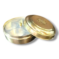 Elegant Brass Haldi Kumkum Box With 5 Containers 4 Inch / 20 Gm Capacity Gold
