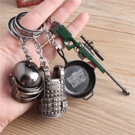 Eating Chicken Three-Stage Head Armor Pot awm98K Gun Model Game Equipment Keychain Men's Key Pendant