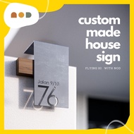 nod FLY HI Modern House Signage Nombor Plate Rumah House Number House Stainless Steel House Signage Wooden House Signage