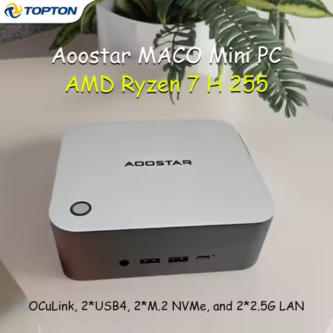 Aoostar MACO Mini PC Gamer, AMD Ryzen 7 H 255, OCuLink 2*USB4 2*NVMe 2*2.5G LAN, Mini Gaming Compute