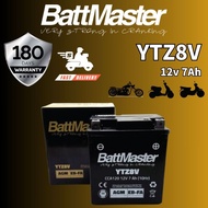 BATTMASTER 12V 7AH Battery YTZ8V - Motorcycle for APRILIA / BENELLI / HONDA / KAWASAKI / KTM / PIAGG