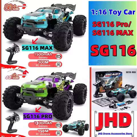 JHD SG116 MAX 1:16 High Speed Drift Racing 80KM/H Brushless Motor 4WD SG116 Pro 40KM/H RC Car Off Ro