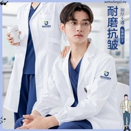 White Coat Male Doctor Work Clothes Customized logo Medical Student Long-Sleeved Lab Nurse Style DX7