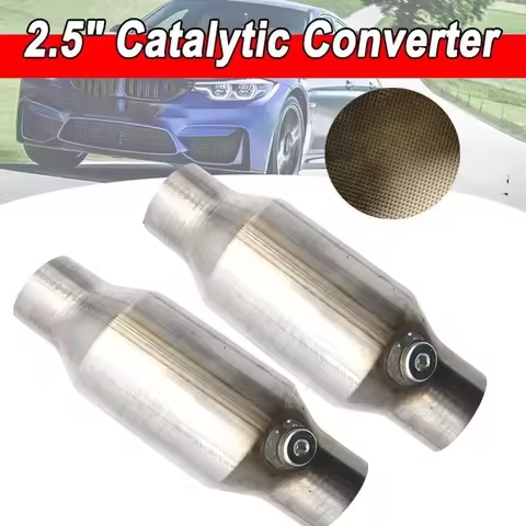 1x/2x Universal 2.5'' 63mm Car Catalytic Converter Exhaust System 400 Cells High Flow Catalyst Conve