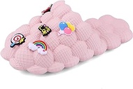 Kids Bubble Slides with Charms Boys Girls Funny Lychee Bubble Slippers Soft Massage Golf Ball Shoes Non-Slip House Slippers for Shower Bedroom Beach Pool