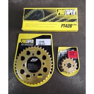 (COMBO SET) LC135 / RXZ PROTAPER 428 SPROCKET SET WITH ORING CHAIN RANTAI (SPROCKET FRONT + REAR + O