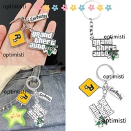 OPTIMISTI Game PS4 GTA5 Keychain, GTA V Grand Theft Auto 5 Star Muti Key Holder, Metal Key Chain Key