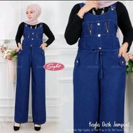 Kayla Overall Kulot Jeans Wash - Jumpsuit Denim Perempuan - Celana Kodok Wanita