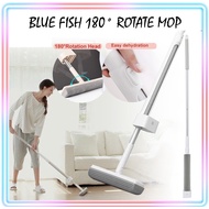 Blue Fish Sponge Mop Head Sponge Home White 180 ° Flexible Collodion Rotating Long Handle Mop