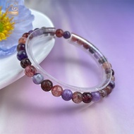 Baceda 6mm Natural Super 7 Crystal Bracelet Round Beaded Gemstone Bracelet Unisex Bracelet Purple Je