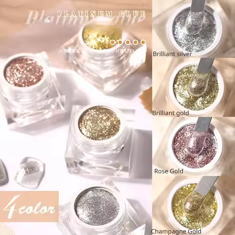 Nail Glitter Glue Platinum Glue Radiant Nail Polish Glue Nail Crushed Diamond Set Color Shift Pigmen
