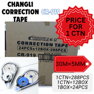 【1CTN=288/432/576PCS ! ! !】CHANGLI CORRECTION TAPE 10Mx5MM/30Mx5MM/6M×5MM (CR-K32/CR-919/CR-K19)