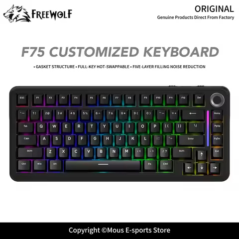 F75 FREEWOLF Hot Swap Gaming Keyboard Gasket Structure 5 Layer Noise Reduction RGB Wireless AULA F75
