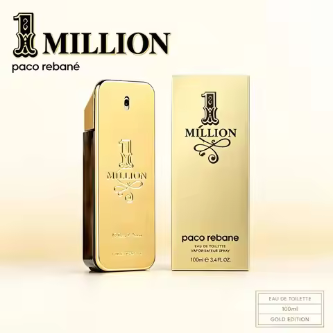 Paco Rabanne 1 Million Eau de Toilette Unisex Fragrance 100ml Luxurious Gold Metallic Rectangular Bo