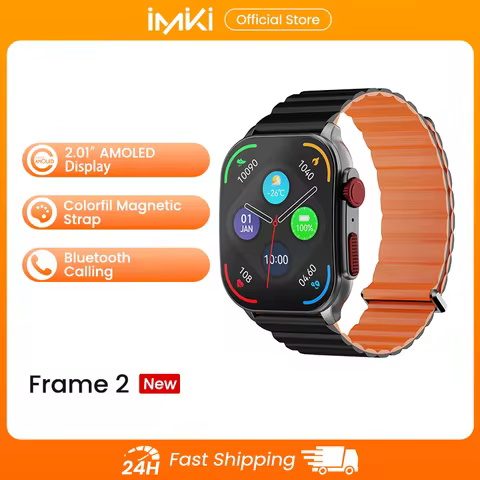 IMIKI Frame 2 Magnetic Starp Smart Watch 2.01" AMOLED HD Display 24H Health Monitoring 190+ Sports M