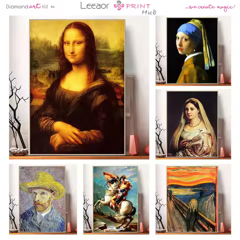 Mona Lisa Diamond Painting Embroidery Famous Painting 5d Diy Mosaic Van Gogh Picasso Cross Stitch Ki