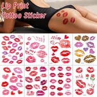 Cross-Border 8 Sets European American Tattoo Stickers Waterproof Valentine's Day Lip Prints Love Tem