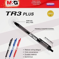 MERAH TR3 Plus M&G ABPW3077 Semi Gel Pen Ballpaint Tip 0.7 mm Black Ink Redbiru - UNIT M&G Pen