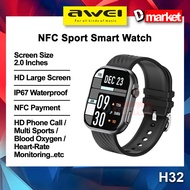 Awei H32 Sport Smart Watch NFC Function 2.0 Inch HD Screen Bluetooth Calling Heart Rate Fitness Watc