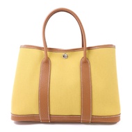HERMES 帆布Garden Party TPM銀扣手挽袋Gold
