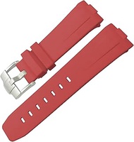 GANYUU Rubber Watchband 23mm 22mm 24mm Watch Strap for Tudor Heritage Black Bay Bronze Pelagos Black Red Waterproof Sport Bracelets Watchbands (Color : Red, Size : 24mm)