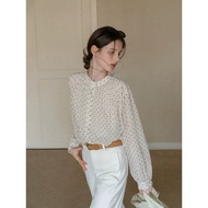 Eggka polka dot long-sleeved chiffon shirt
