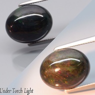 3.34 Carats NATURAL Rainbow Black OPAL Oval Cab 12.5x10.0x6.0mm Ethiopia