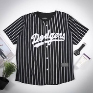 Black striped dodgers baseball jersey for men and women