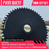 PASS QUEST Rotor Gravel Bike 3mmOffest AERO Round Narrow Wide Chainring  Direct Mount Crank AXS 12 Speed Chain 42-54T ALDHU