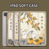 IPad Case【For IPad Air 4】For Ipad Pro11 / Gen7/8/9 10.2/ Air3 10.5/Air5 10.9/gen5/6  9.7/gen 10 2022 /Pro 2021 12.9/Mini 4 5 7.9 TPU Rabbit Persimmon Case Cover with Pen Holder
