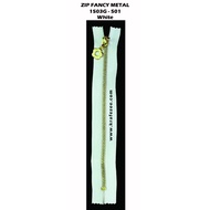 Zip Fancy Metal Zip Besi (Gold Flower Head) 10 inch - White