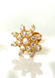 Dasmitha 8 petal pearl design mukuthi 9mm 16carat gold nose stud