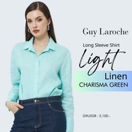 GuyLaroche womansshirt LightLinen เสื้อเชิ๊ตผู้หญิง แขนยาว สีเขียวมิ้นท์ G9U2GR