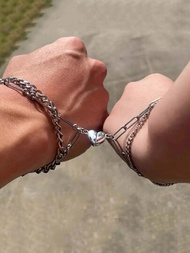 Pulsera Magnética Con Colgante En Forma De Corazón Para Pareja, Regalo Para Novia Y Novio, Día De San Valentín, 2 Uds.