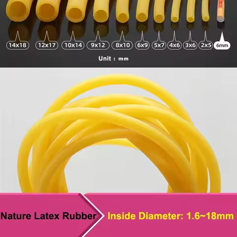 1~10m Nature Latex Rubber Hoses IDxOD 1.6~18mm Yellow High Resilient Surgical Medical Tube Slingshot