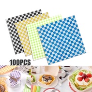 100Pcs Sandwich Wrapper Paper Fries Wrapper Greaseproof Paper Checkered Baking Wax Paper