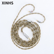 XINHS-80 หูฟัง Line Gold Silver Mixed Replacement Upgrade Cable MMCX 2Pin 4 Core Single Crystal Copp