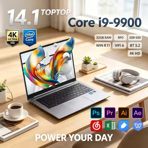 14.1" Ultra Slim Notebook, Intel Core i9-9900 32GB RAM 2TB SSD Windows 11, WiFi 6 BT5.2, 1920*1080 F