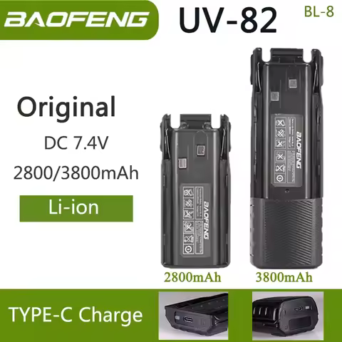 Baofeng UV-82 Li-ion Battery USB-C Type-C Charger 2800/3800mAh BL-8 Original For UV-8D UV-82HP UV-8D