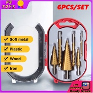 6Pcs Drill Bit HSS Titanium Coated Hex Shank Step Drill Bit Set Cone Hole Cutter, Bits Taper Metric 