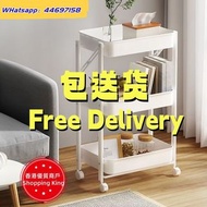 🌟包送貨- 免安裝廚房收納架 廚房置物架 多層收納櫃 家用可移動儲物架 帶轆 折疊架 小推車 靜音耐磨滑輪360°旋轉 Kitchen storage rack