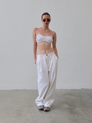 Toonaughty - White Boyfriend Baggy Jeans กางเกงยีนสีขาว เอวต่ำ