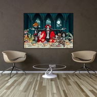 Last Supper Parody Painting, Vampire Art, Halloween Art Poster, Halloween Canvas Wall Art Print, Funny Art