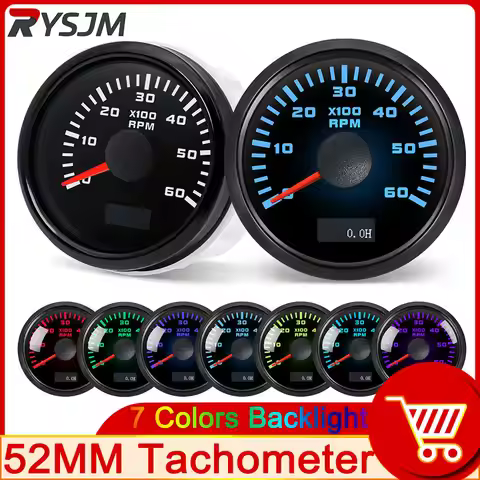 3000/4000/6000/7000/8000 RPM 52MM Digital Tachometer 7 Colors Backlight Boat Tachometer with LCD for